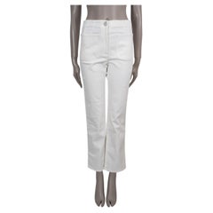 CHANEL white cotton 21P LOGO EMBOSSED STRAIGHT JEANS Pants 36 XS