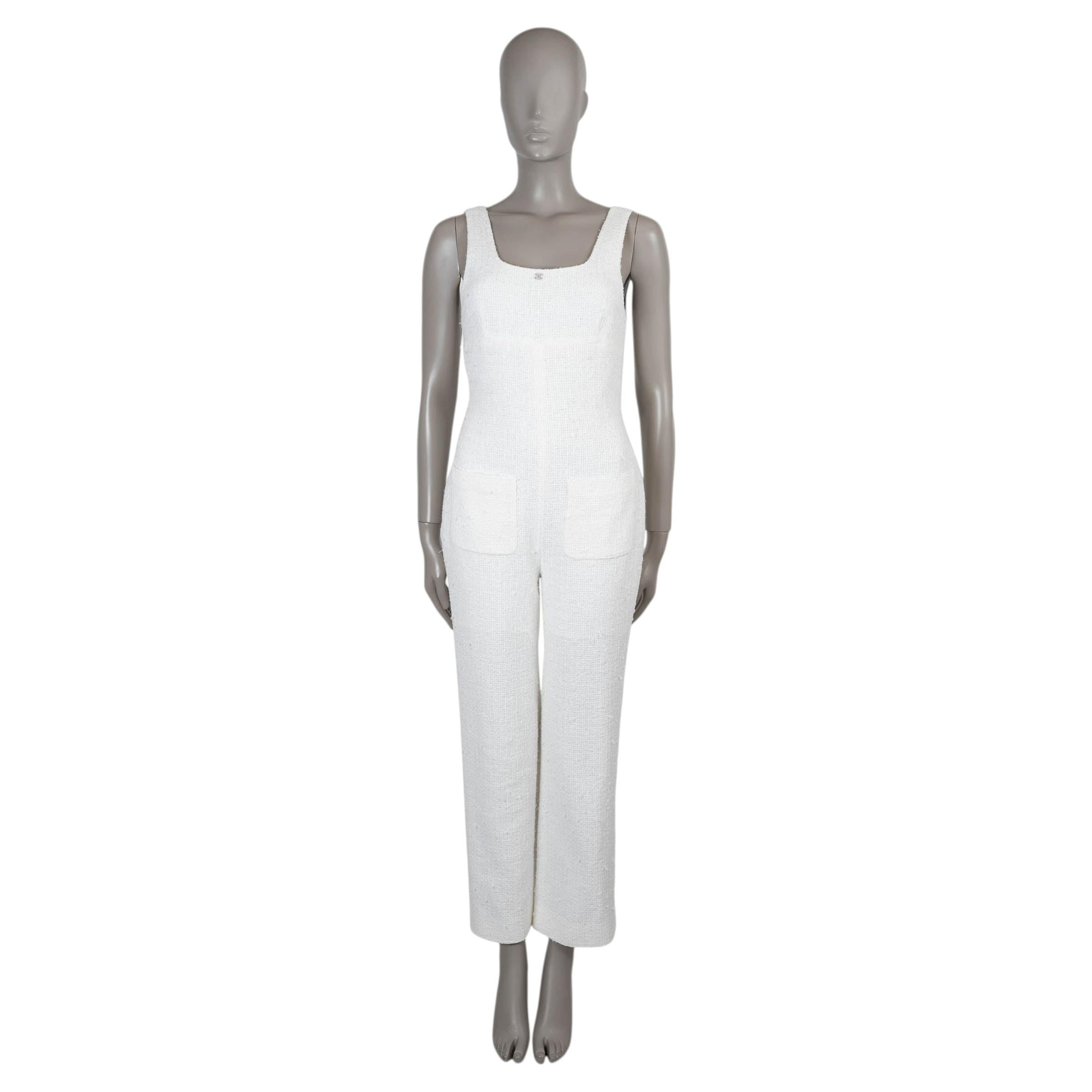 CHANEL white cotton 23M COCO BEACH TWEED Jumpsuit 36 XS