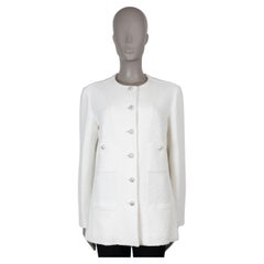 CHANEL - Veste en coton blanc 23S COLLARLESS TWEED 44 XL