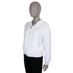 CHANEL white cotton 24M COCO BEACH LACE TRIM BOMBER Jacket 34 XXS