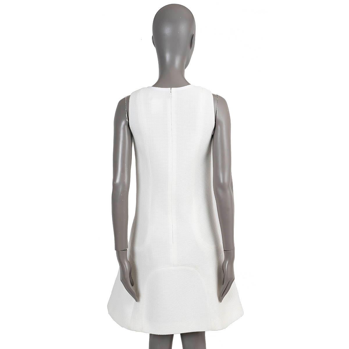 CHANEL blanco mezcla de algodón 2012 12P RIB-KNIT TRUMPET Vestido 36 XS Gris en venta