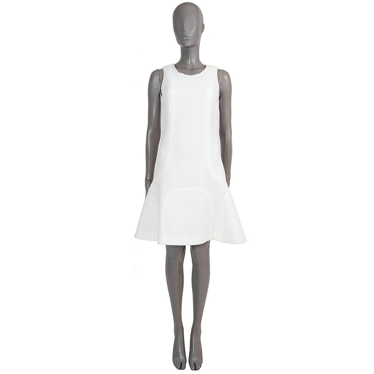 CHANEL white cotton blend 2012 12P RIB-KNIT TRUMPET Dress 36 XS For Sale 1
