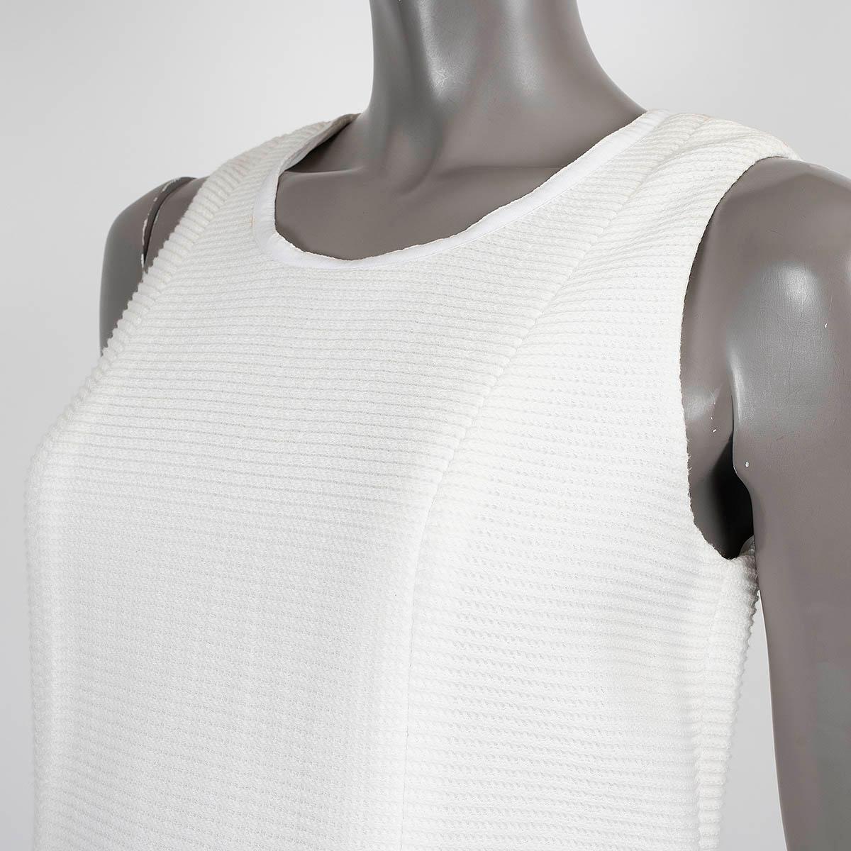 CHANEL white cotton blend 2012 12P RIB-KNIT TRUMPET Dress 36 XS For Sale 2