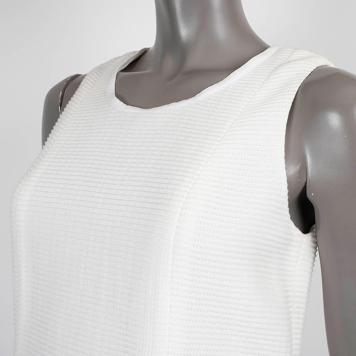 CHANEL blanco mezcla de algodón 2012 12P RIB-KNIT TRUMPET Vestido 36 XS en venta 1
