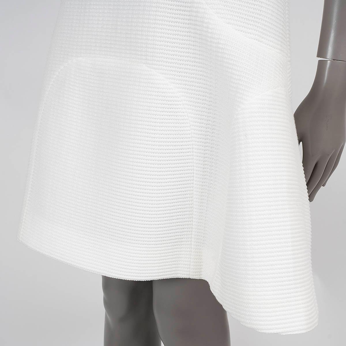 CHANEL white cotton blend 2012 12P RIB-KNIT TRUMPET Dress 36 XS For Sale 3