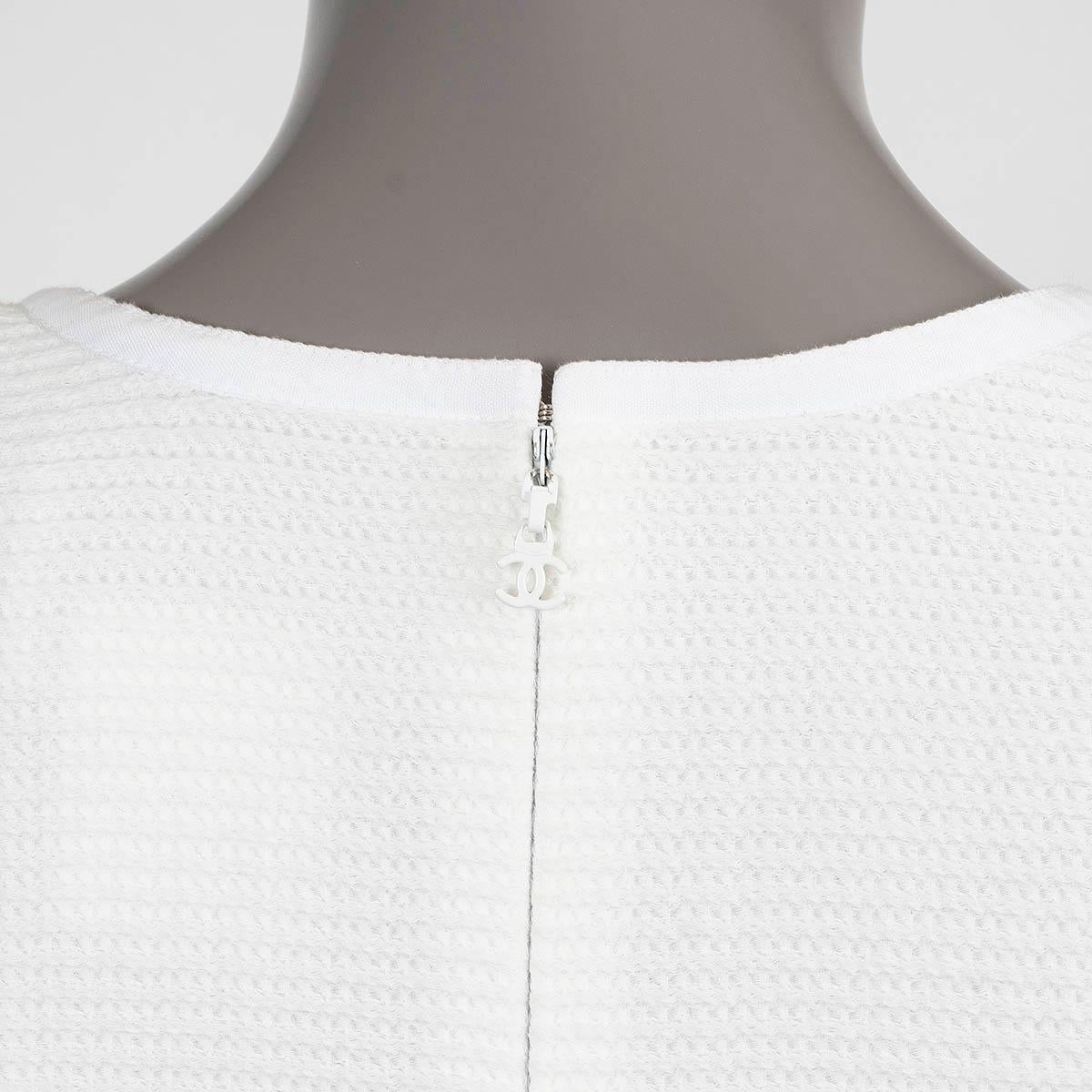 CHANEL white cotton blend 2012 12P RIB-KNIT TRUMPET Dress 36 XS For Sale 4