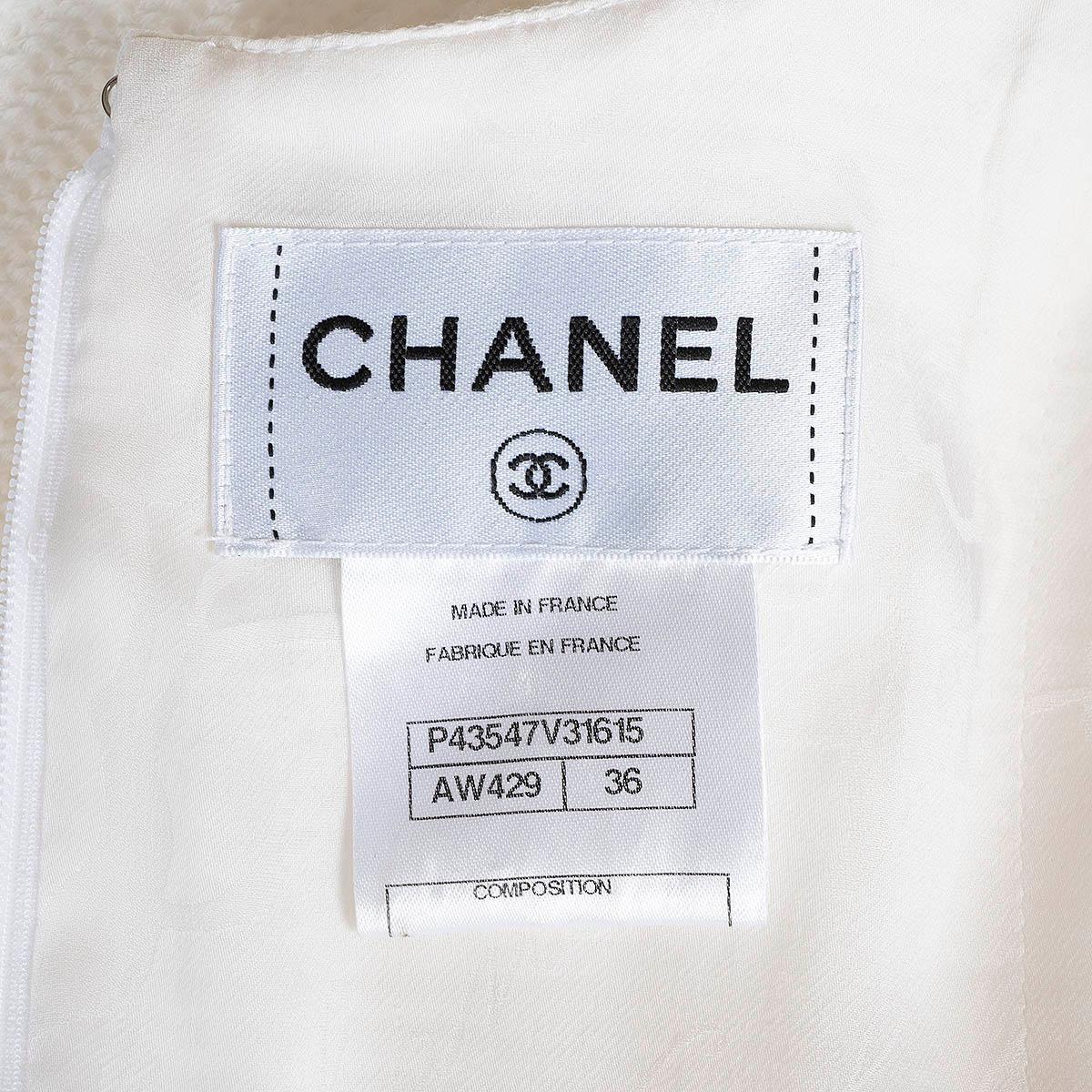 CHANEL white cotton blend 2012 12P RIB-KNIT TRUMPET Dress 36 XS For Sale 5