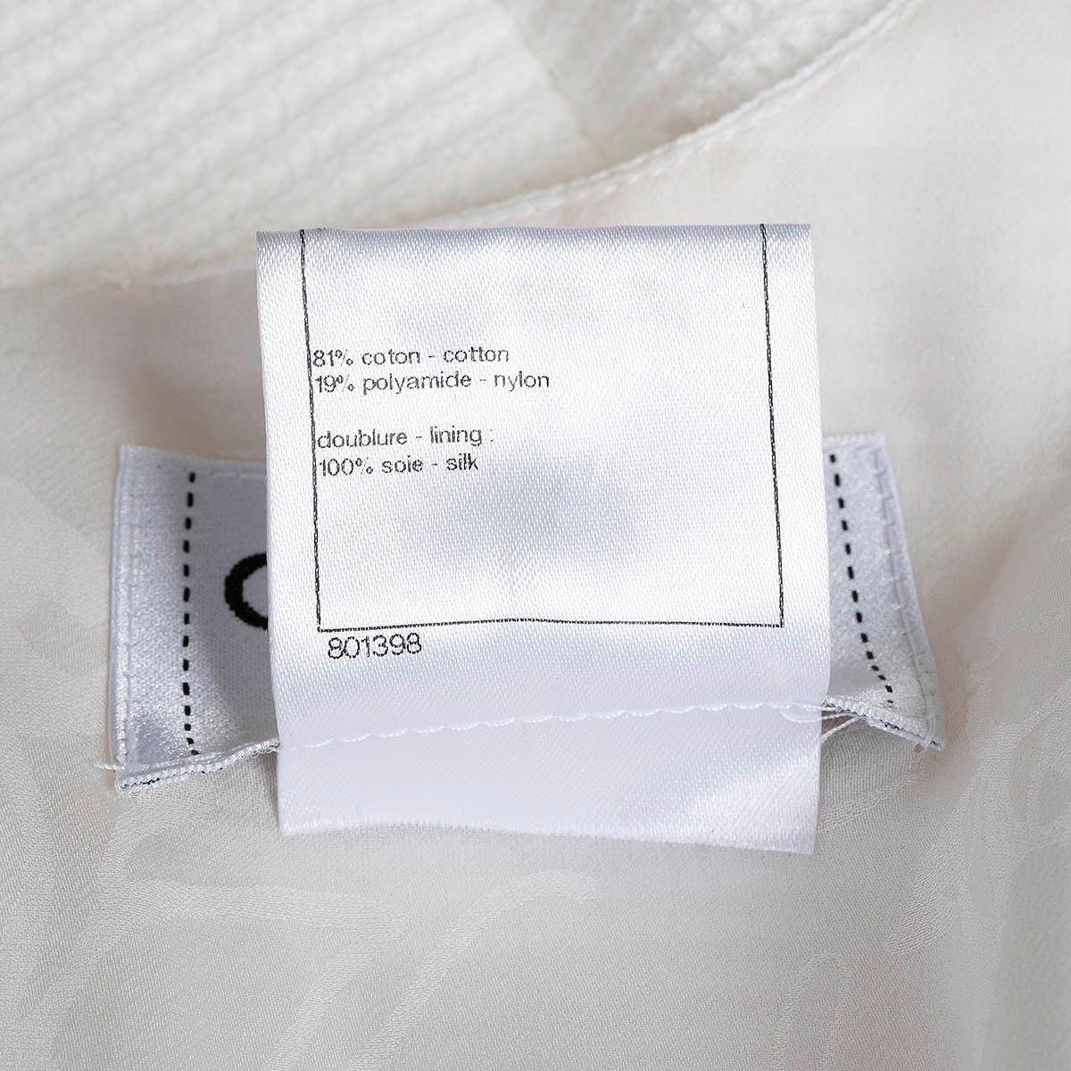 CHANEL white cotton blend 2012 12P RIB-KNIT TRUMPET Dress 36 XS For Sale 6