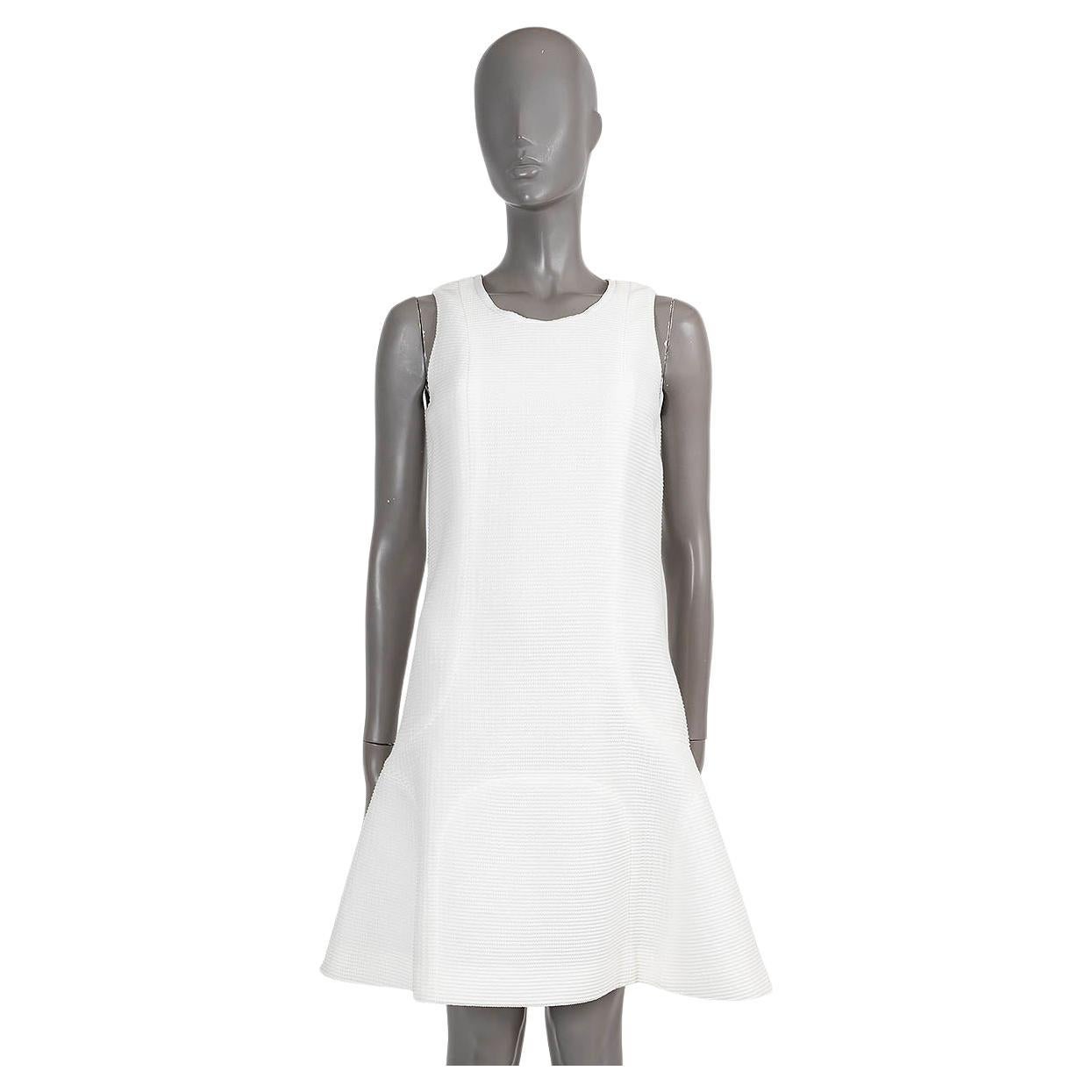 CHANEL white cotton blend 2012 12P RIB-KNIT TRUMPET Dress 36 XS For Sale