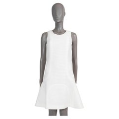 CHANEL white cotton blend 2012 12P RIB-KNIT TRUMPET Dress 36 XS