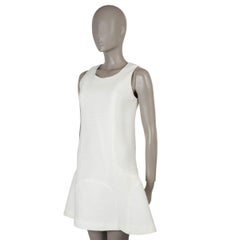 CHANEL white cotton blend 2012 12P RIB-KNIT TRUMPET Dress 38 S