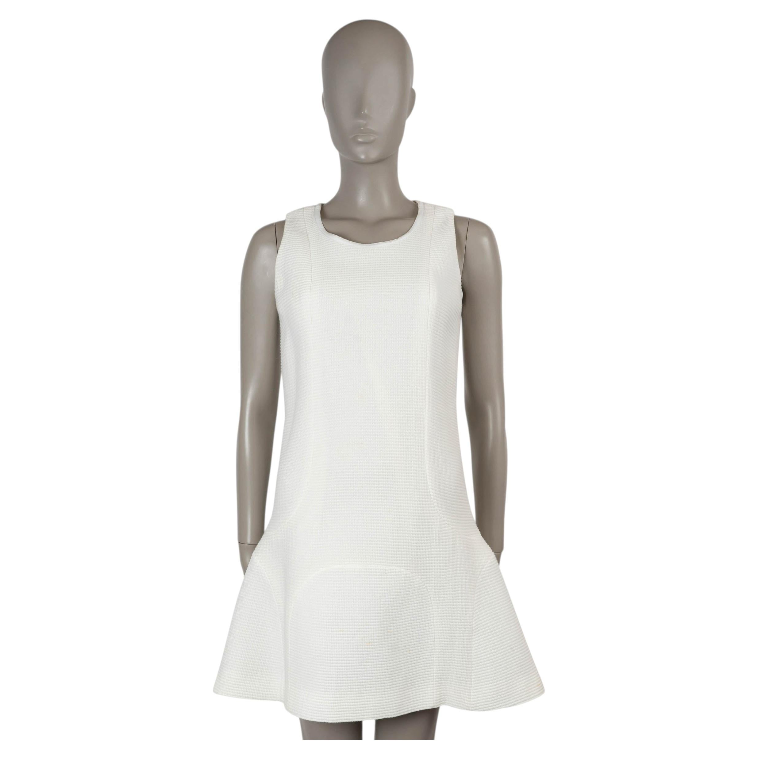 CHANEL white cotton blend 2012 12P RIB-KNIT TRUMPET Dress 38 S