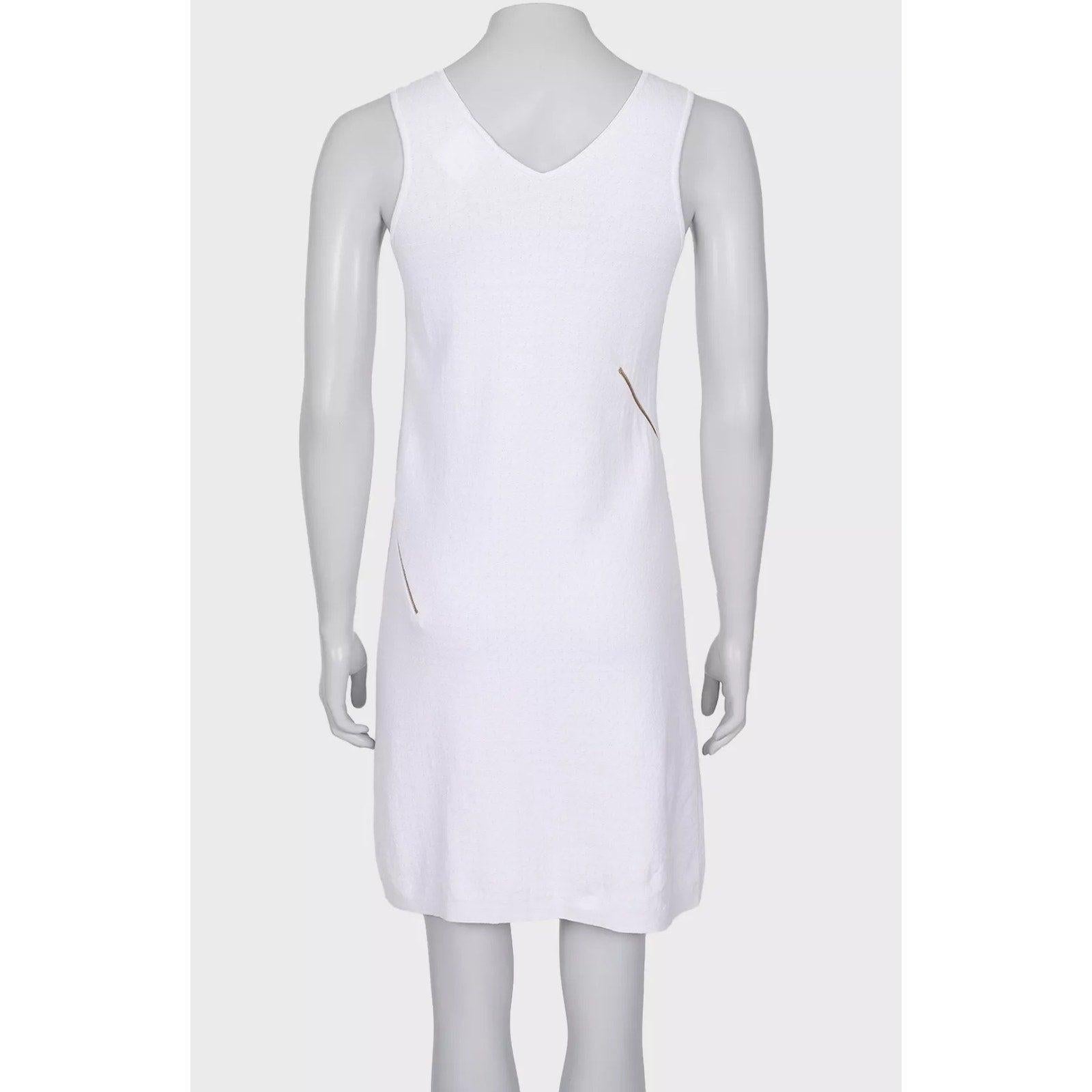Chanel Weiß Baumwollmischung Kleid Sz.36 (Grau) im Angebot