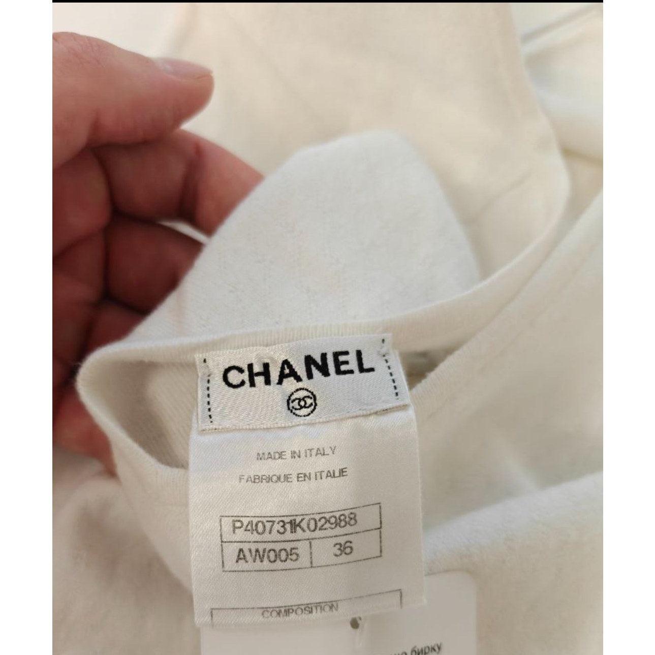 Chanel Weiß Baumwollmischung Kleid Sz.36 im Angebot 2