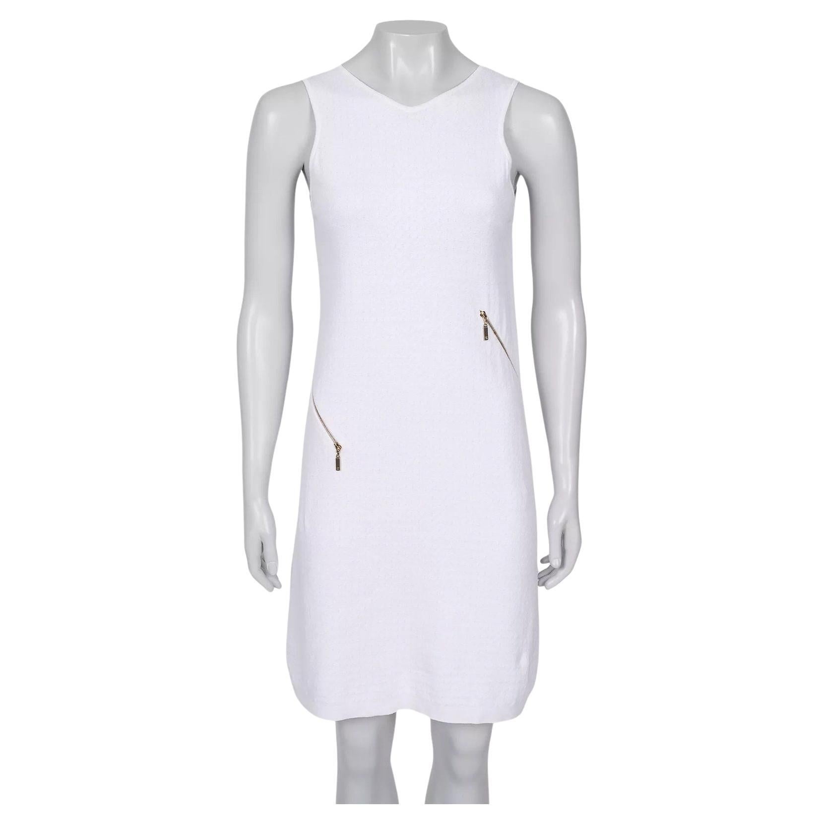 Chanel Weiß Baumwollmischung Kleid Sz.36 im Angebot