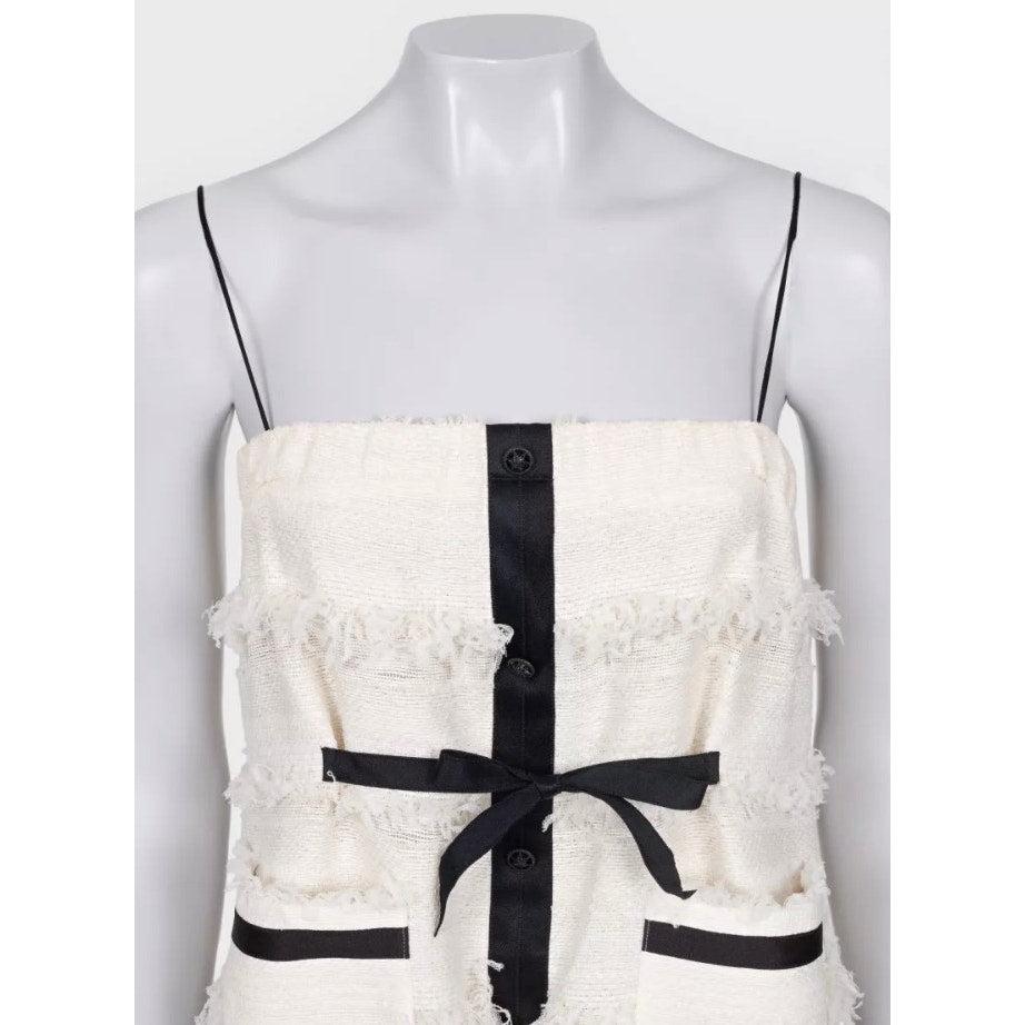 Chanel Vestido Blanco Mezcla Algodón con Charms - Talla FR40 en Bueno estado para la venta en Krakow, PL