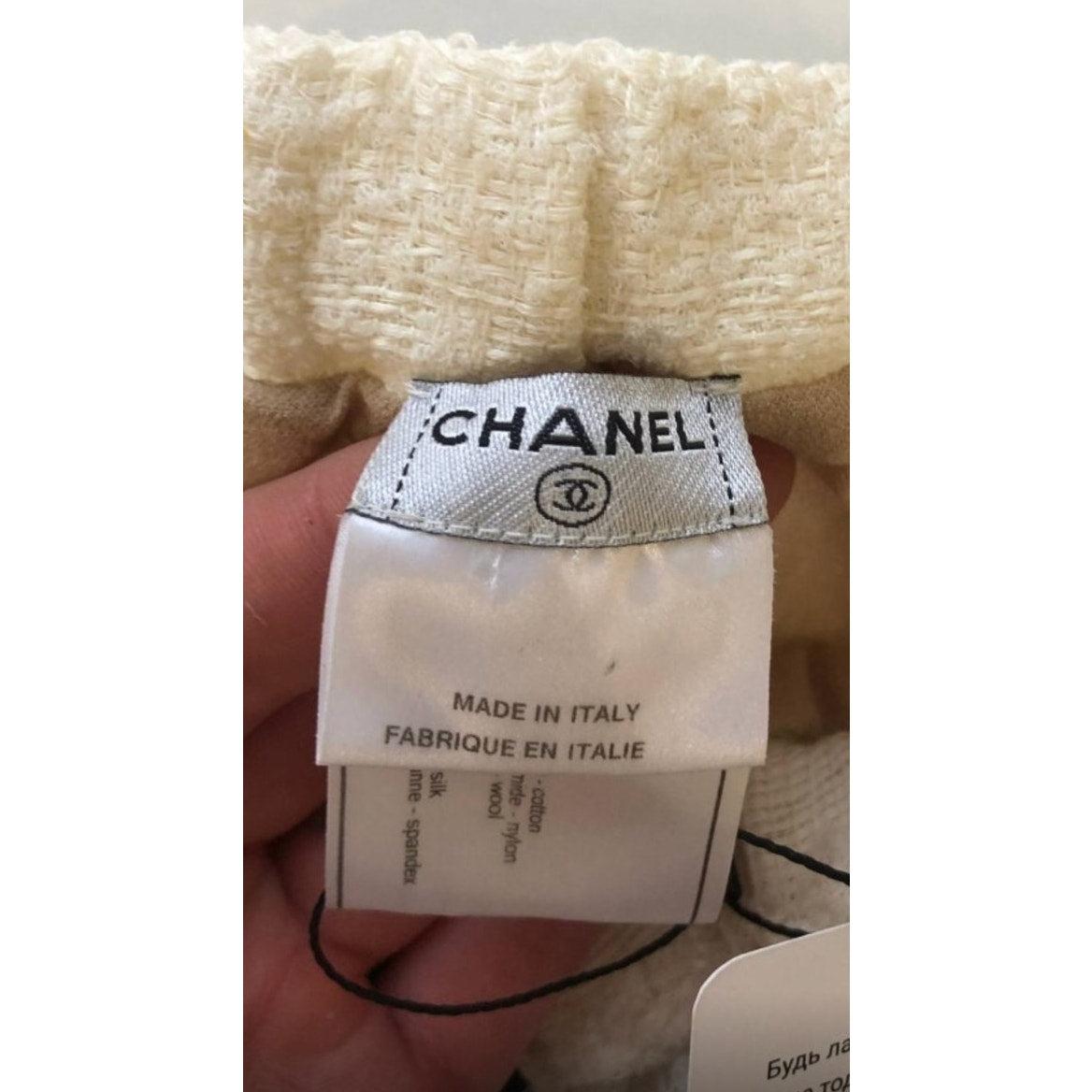 Chanel Vestido Blanco Mezcla Algodón con Charms - Talla FR40 en venta 1