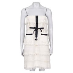 Chanel White Cotton Blend Dress with Charms - Size FR40