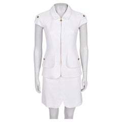 Chanel White Cotton Blend Skirt Suit - Size38/ M