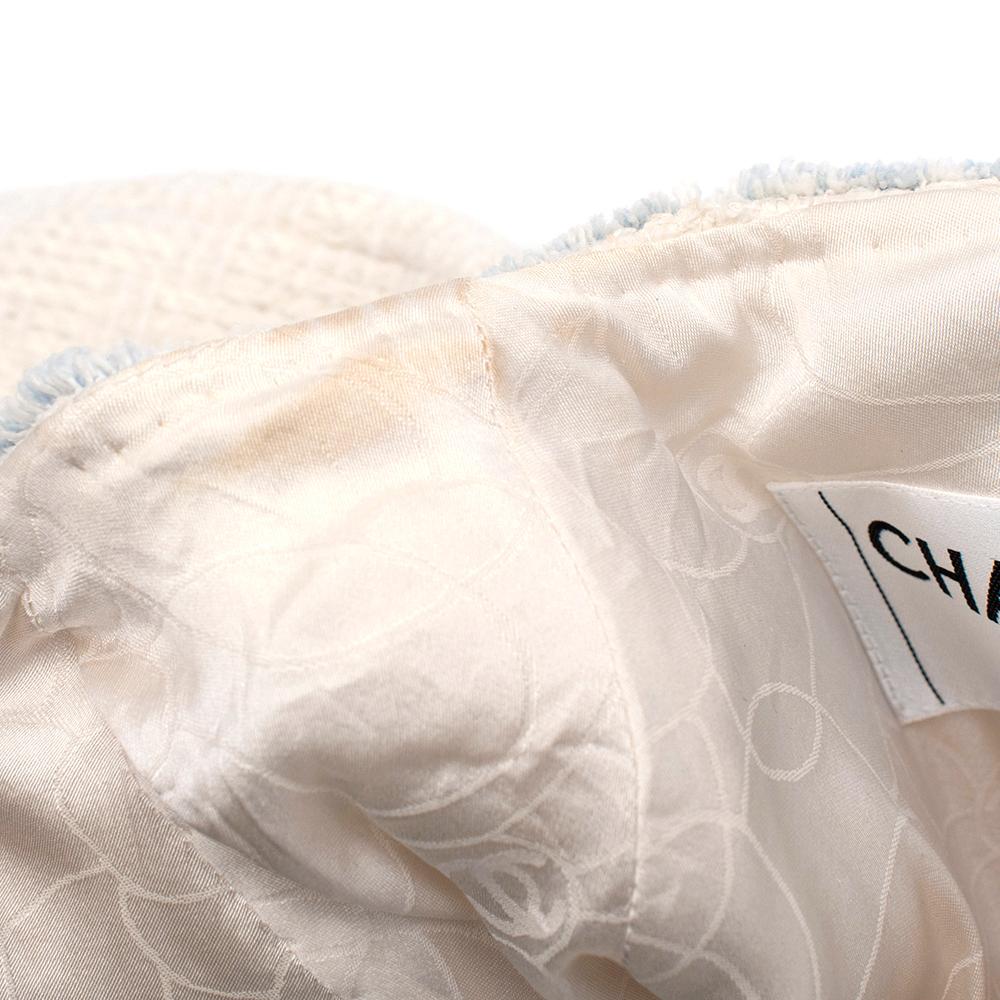 Gray Chanel White Cotton Blend Tweed Denim Trimmed Jacket - Size US 10