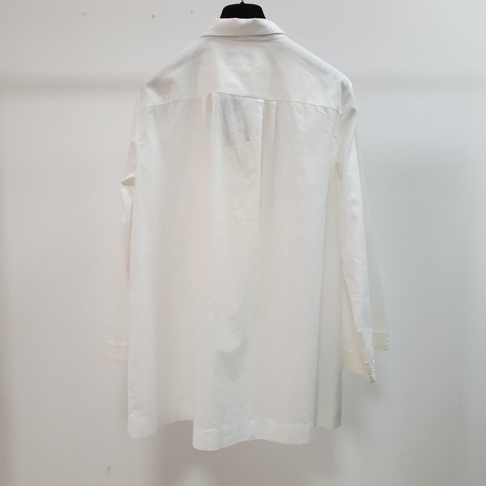 Gray Chanel White Cotton Blouse Sz.36 For Sale