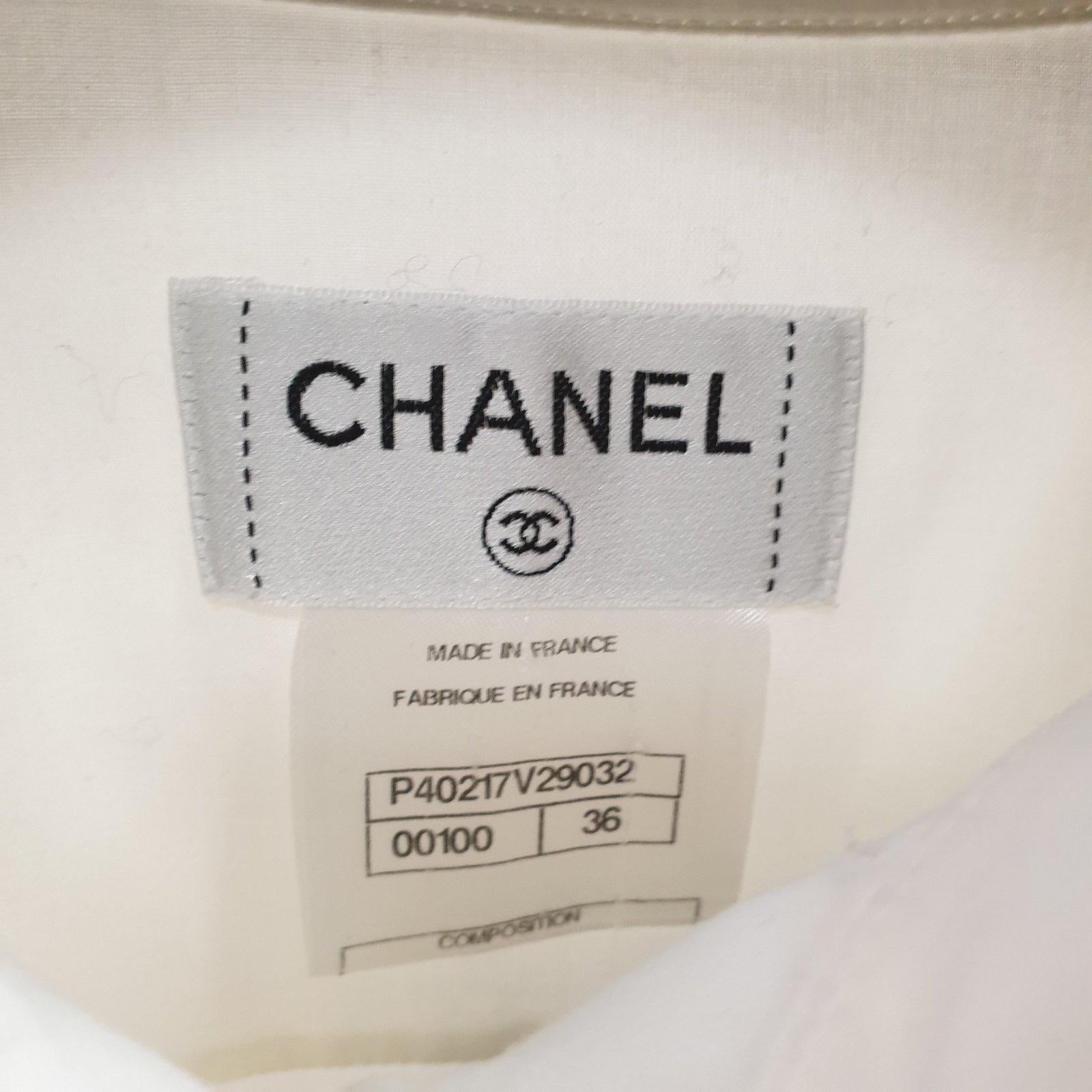 Chanel White Cotton Blouse Sz.36 For Sale 2