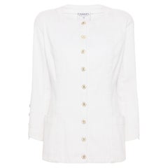 Chanel Weiße Baumwollknopfjacke
