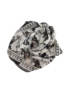 Chanel White Cotton Coco CC Aeroplane Print Scarf