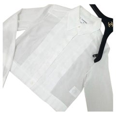 Chanel White Cotton Crop Blouse