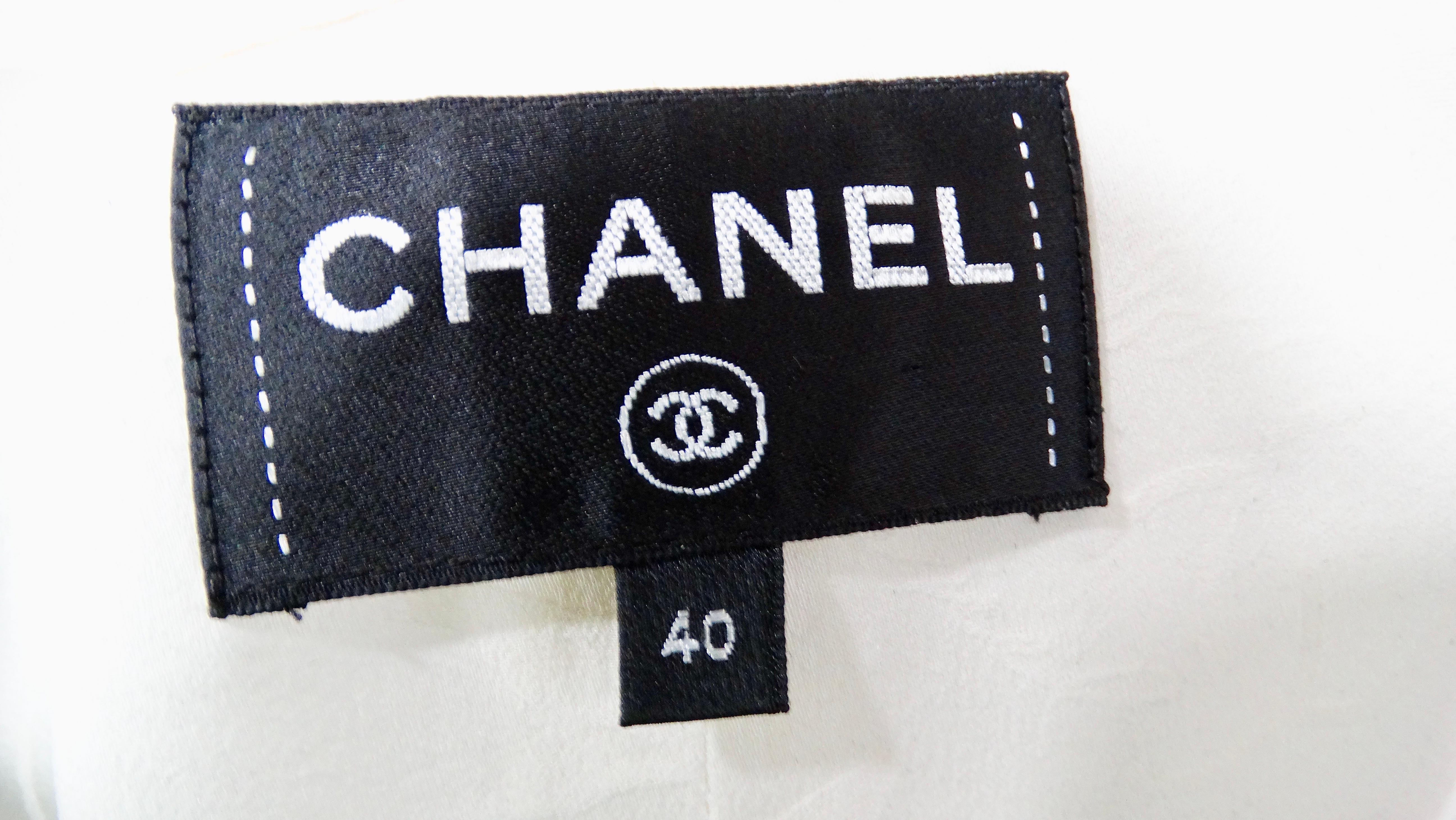 Chanel Gilet con bottoni in cotone bianco e cristallo 2