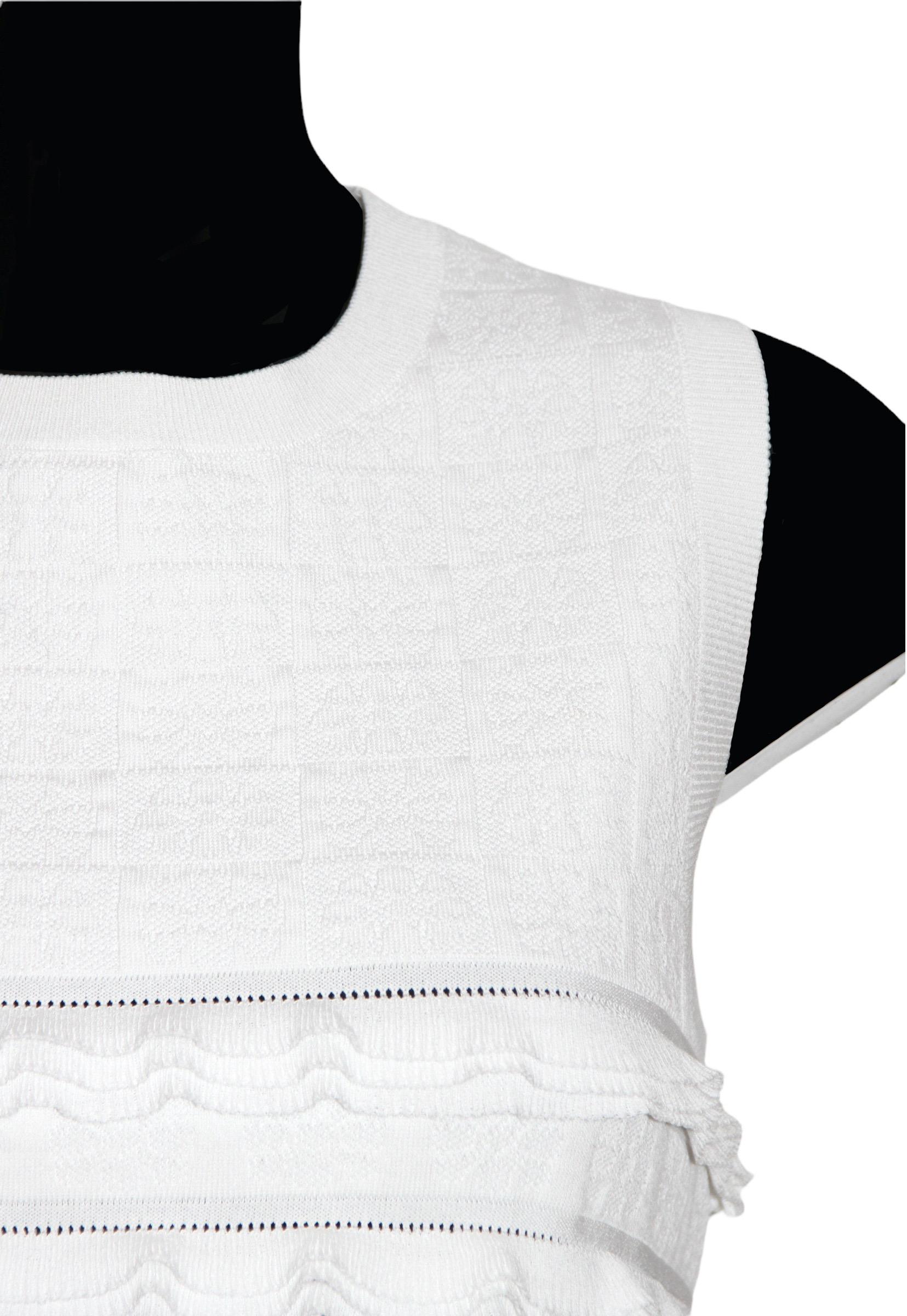 Chanel Weißes ärmelloses Kleid mit Fransen aus Baumwolle Damen