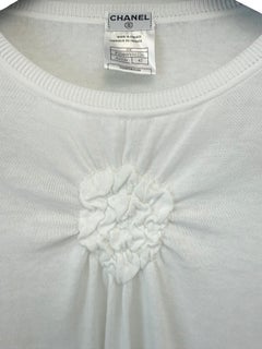 Chanel white cotton gathered short sleeves top