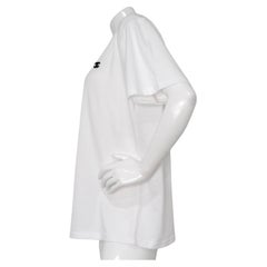 Chanel White Cotton Interlocking CC Embroidered Logo Uniform T-Shirt