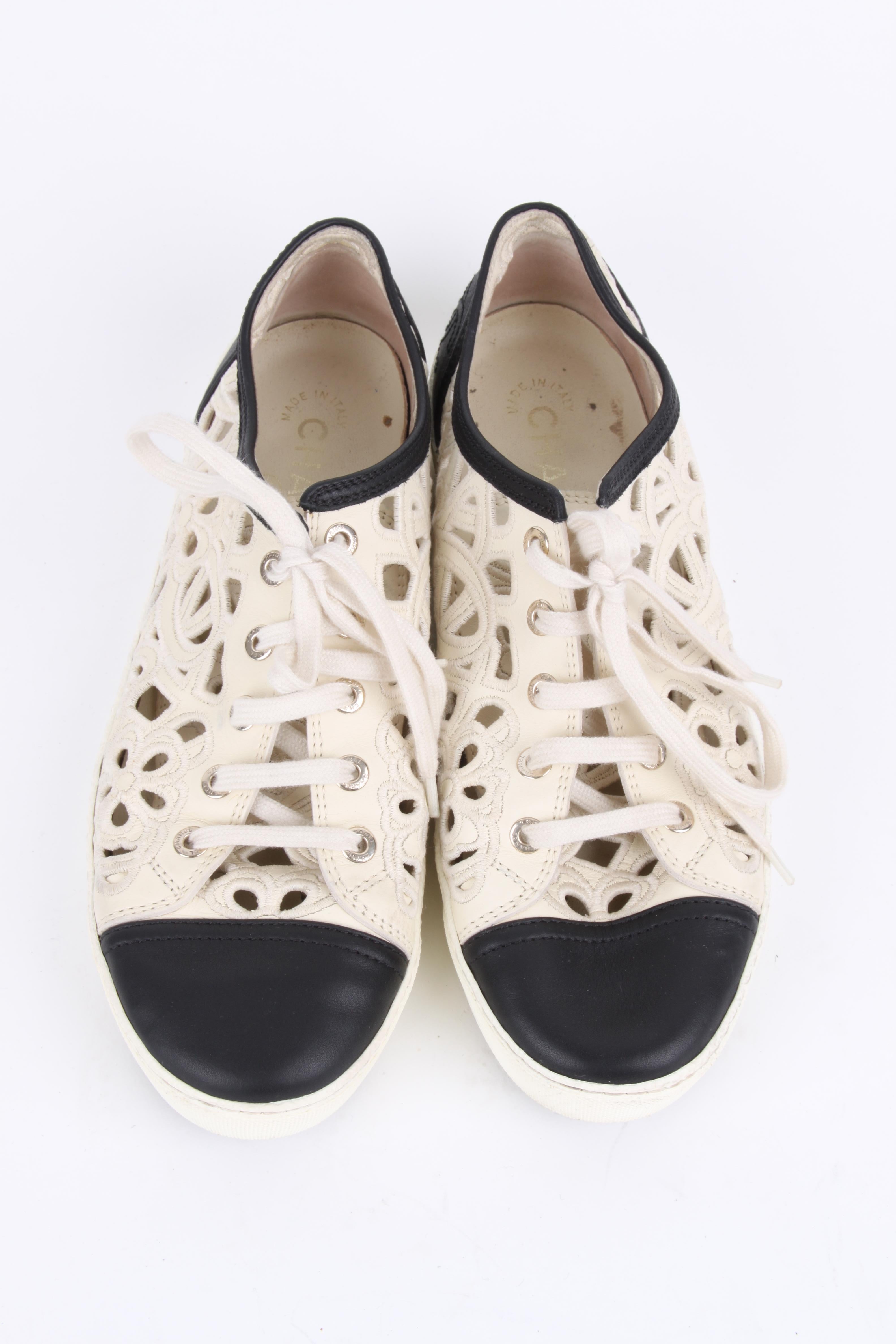 chanel white platform sneakers