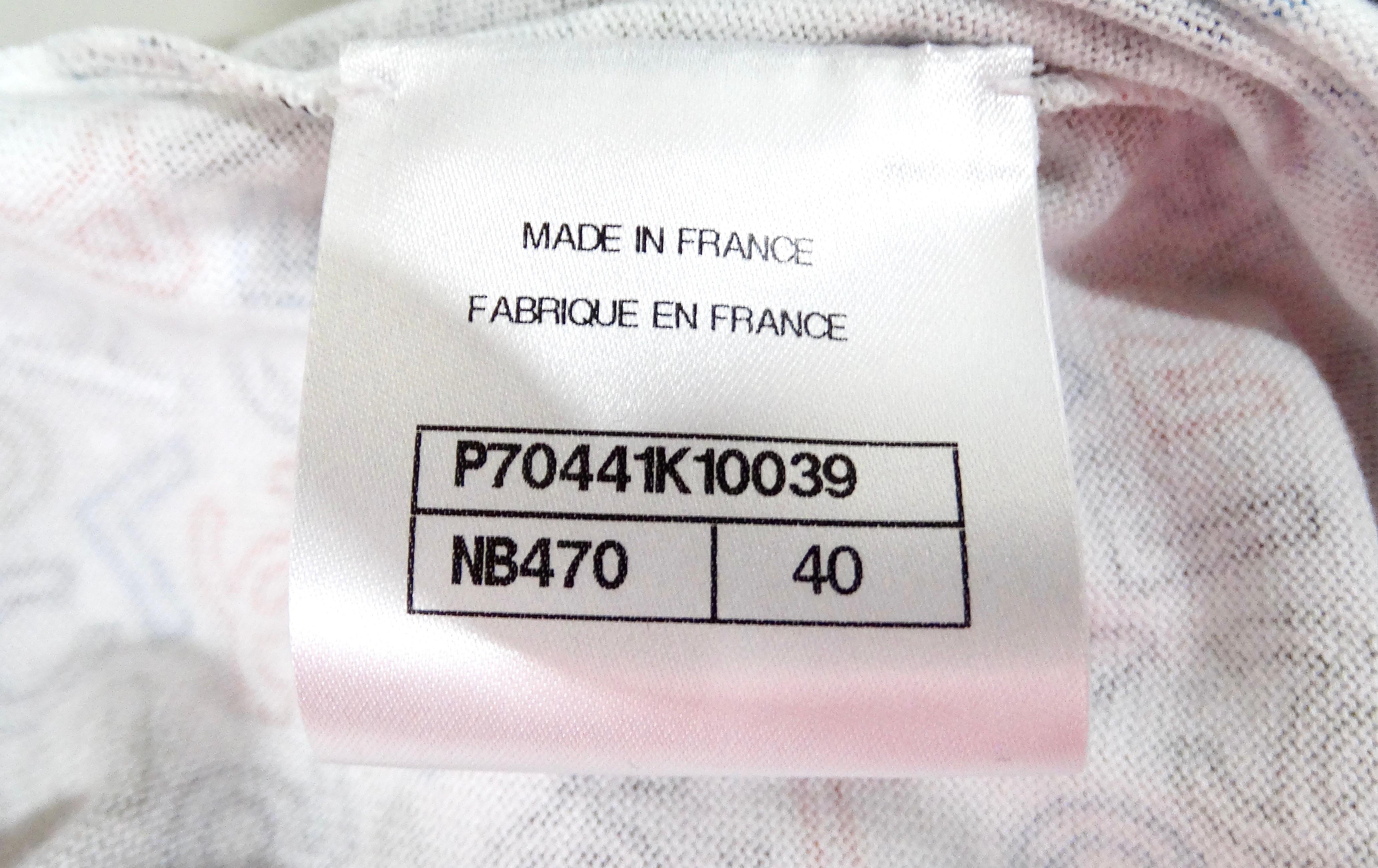 Top a manica lunga con paillettes in cotone bianco di Chanel in vendita 4