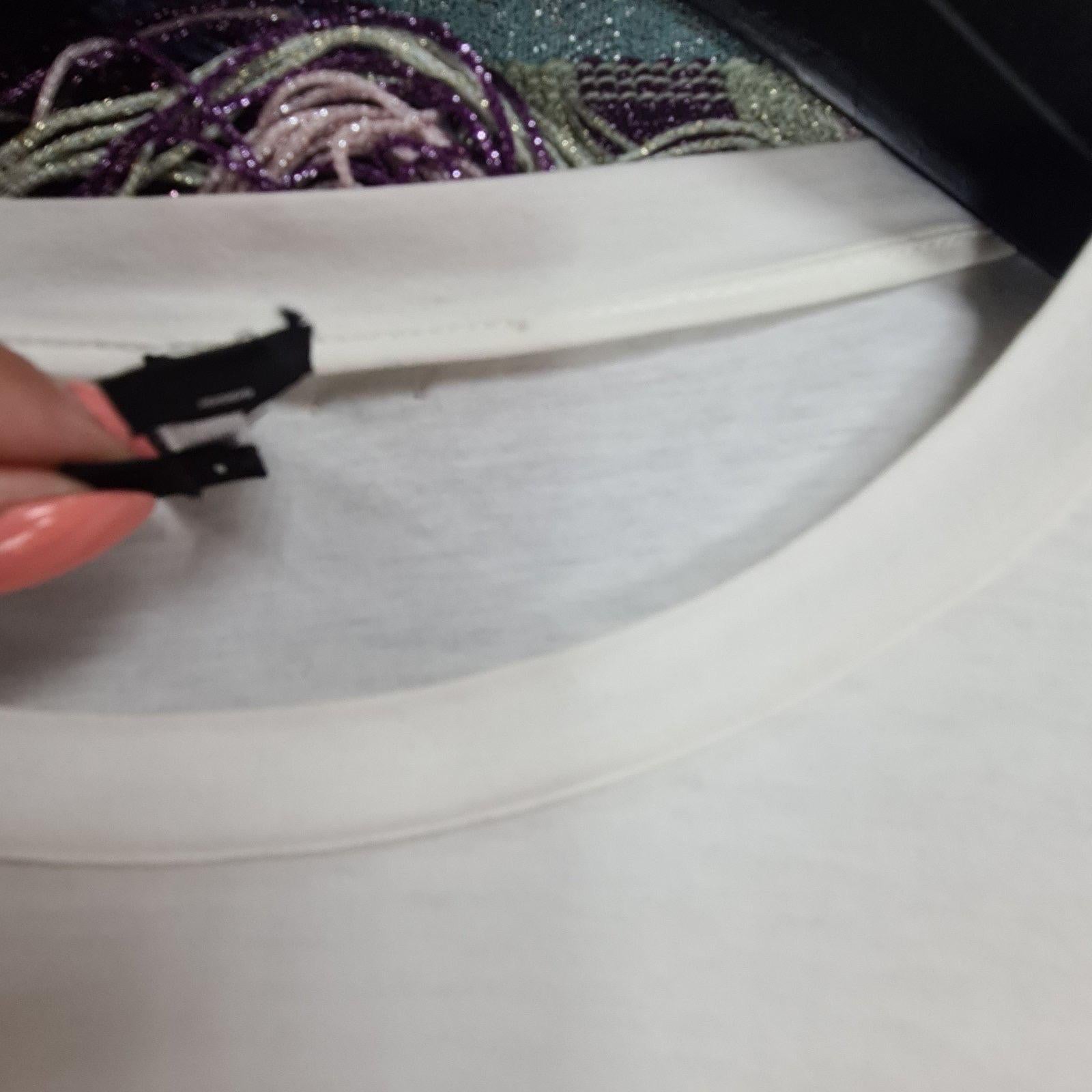 Chanel White Cotton Long Sleeve Velvet Detail Gabrielle T Shirt Top 1