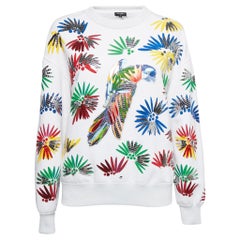 Chanel White Cotton Parrot Print Embellished Sweatshirt M
