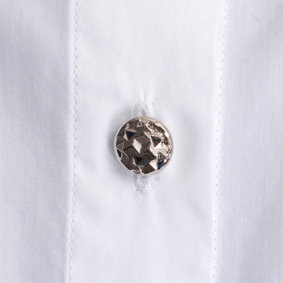 Grigio Camicia CHANEL in cotone bianco POPLIN PATCH POCKET BUTTON UP 42 L. in vendita