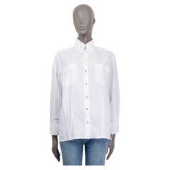 CHANEL weißes POPLIN PATCH POCKET BUTTON UP Shirt aus Baumwolle 42 L