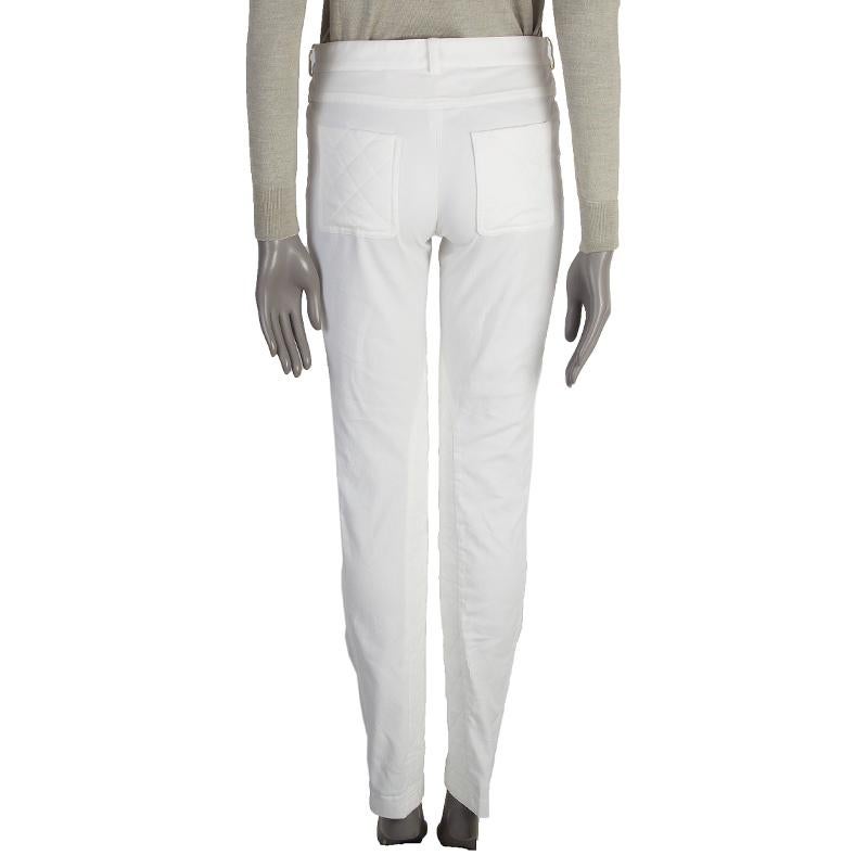 De las mujeres CHANEL blanco algodón QUILTED RIDING Pantalones 36 XS