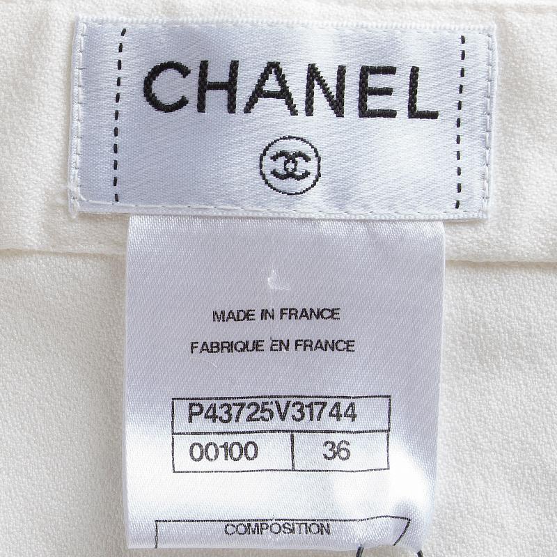 CHANEL blanco algodón QUILTED RIDING Pantalones 36 XS 1