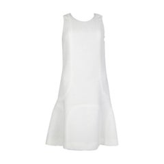 CHANEL white cotton RIBBE TRUMPET Sleeveless Dress 36