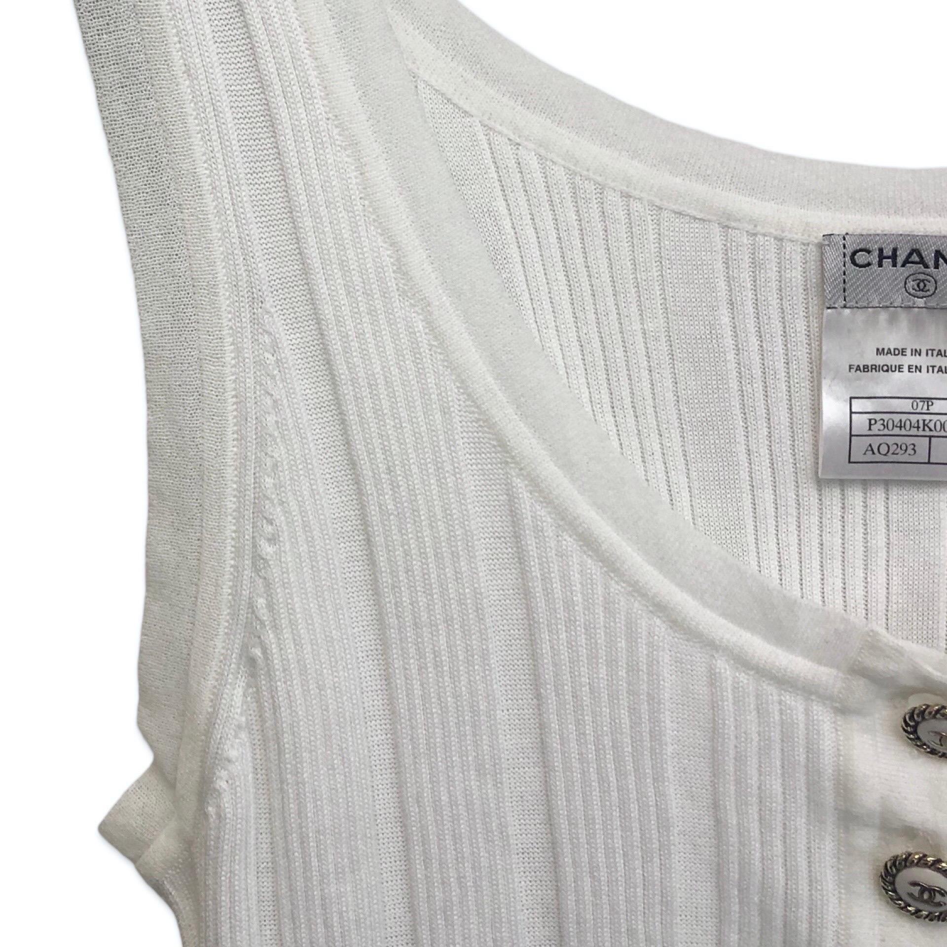 Gray Chanel white cotton tank top For Sale