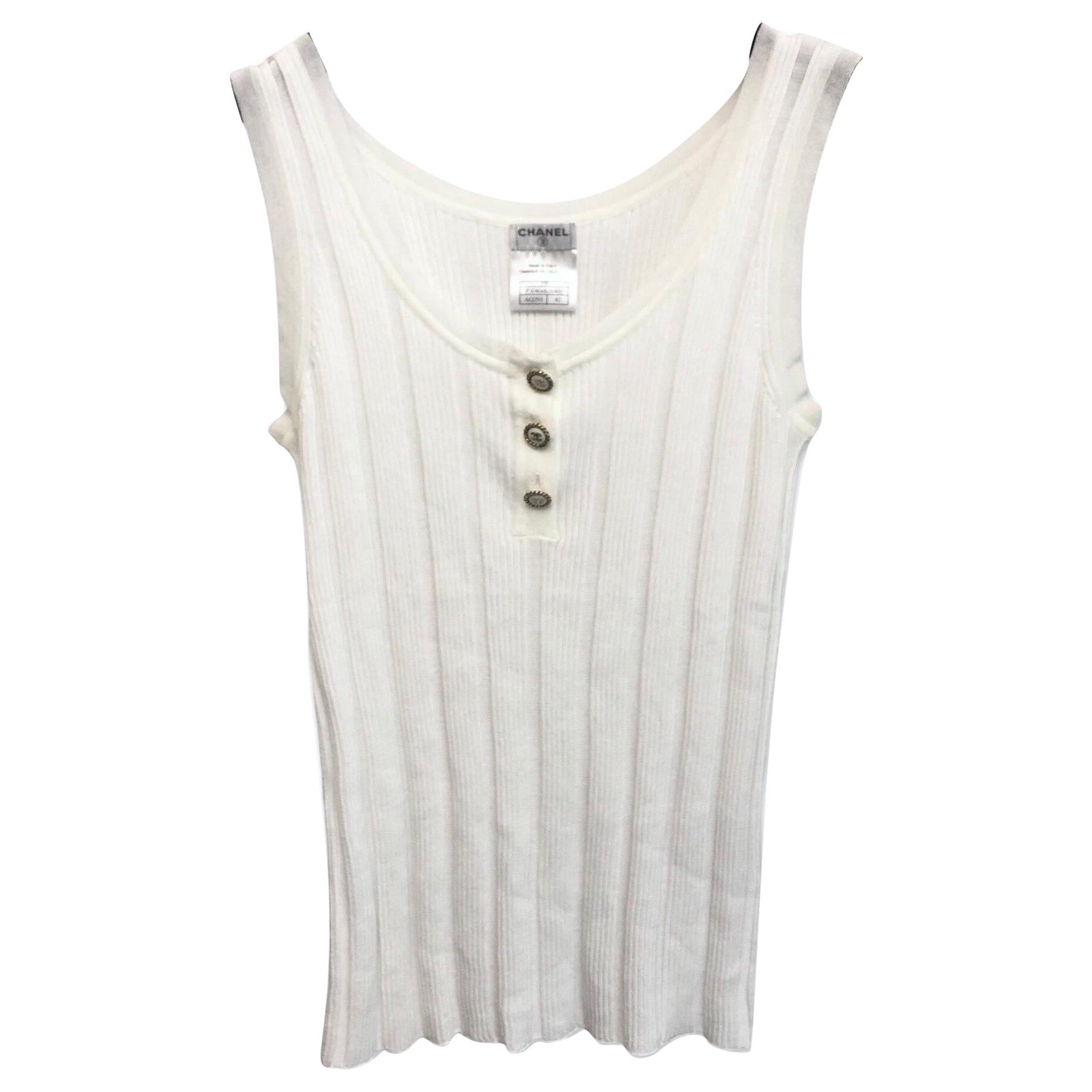 Canotta in cotone bianco Chanel