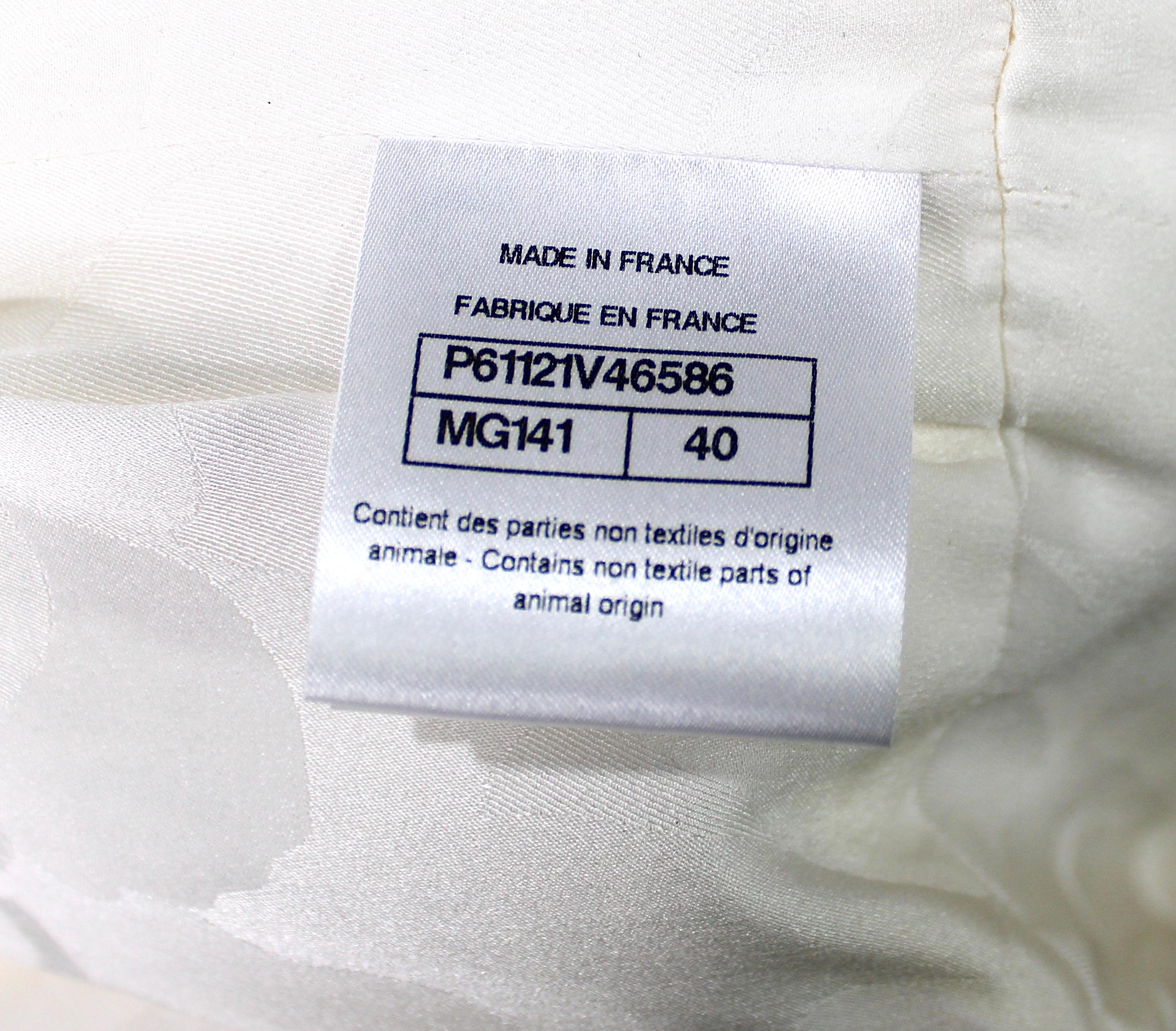 Chanel Mono de pata ancha de algodón blanco y tweed iridiscente en venta 5