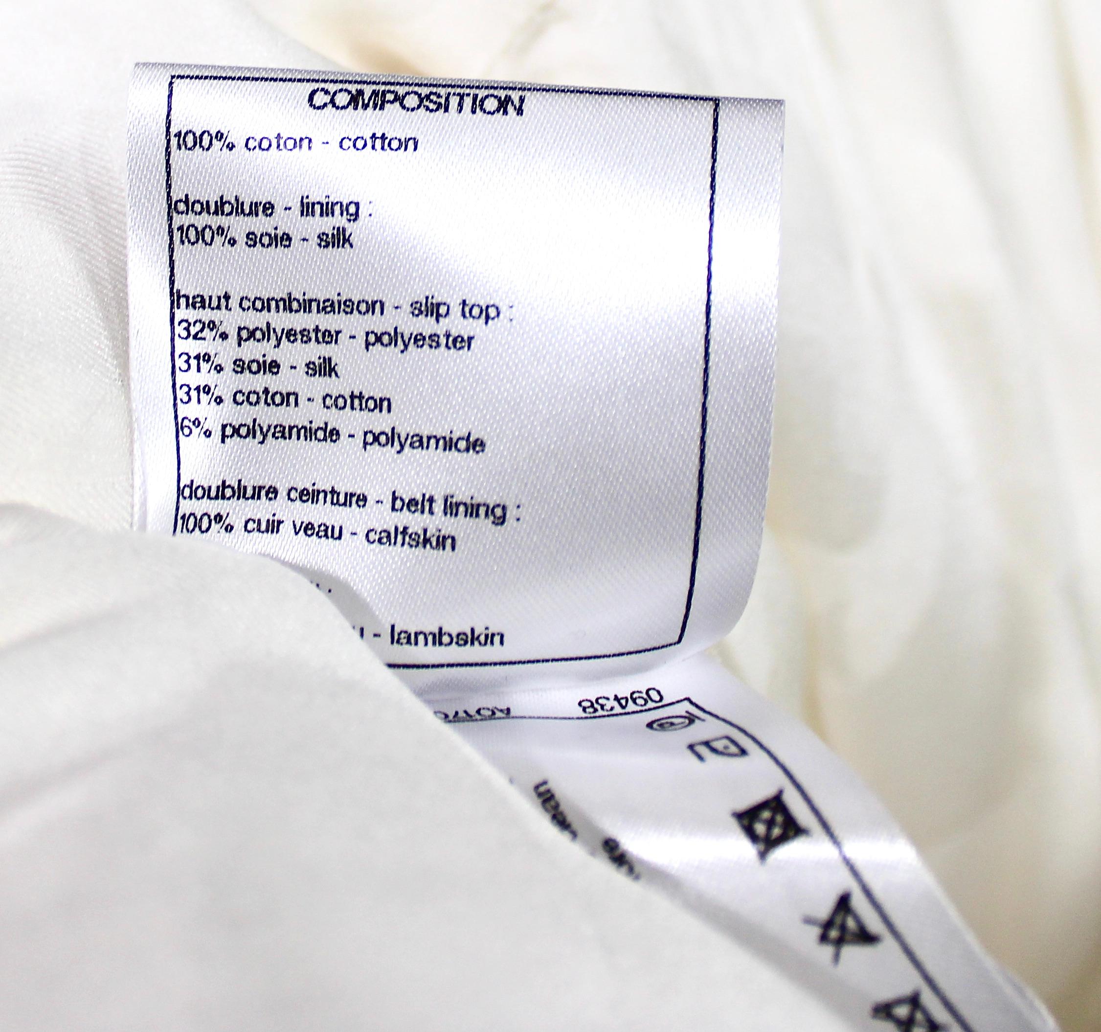 Chanel Mono de pata ancha de algodón blanco y tweed iridiscente en venta 6