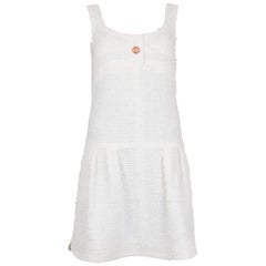 CHANEL weißes ärmelloses Kleid aus Baumwoll-TWEED 36