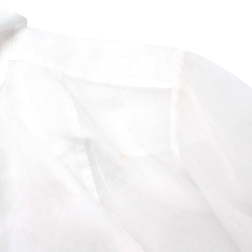 Chanel Camicetta a maniche lunghe in voile di cotone bianco semitrasparente in vendita 1