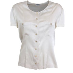 Chanel White Cream Silk Shirt