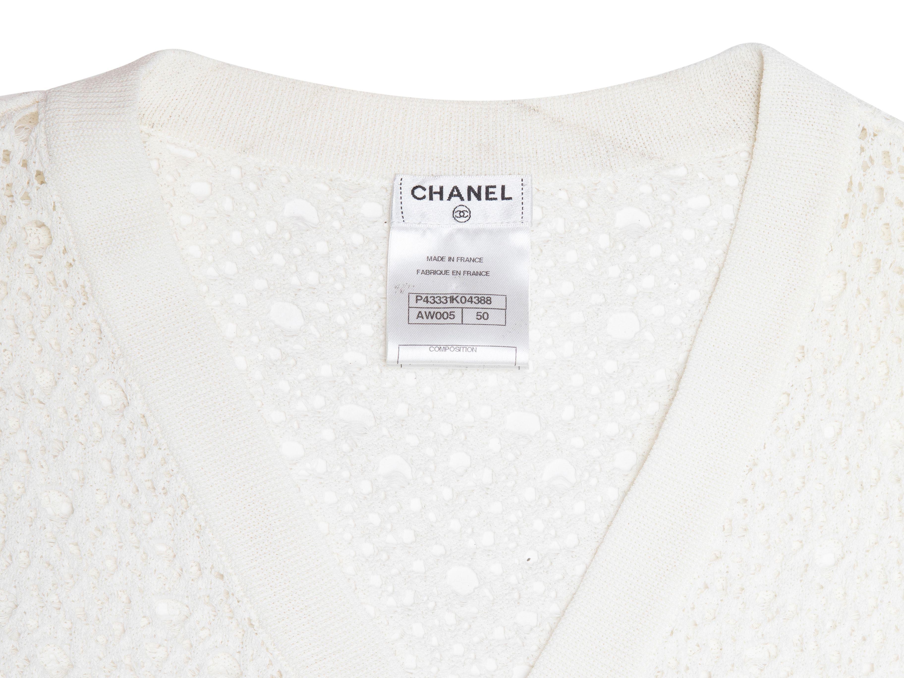 Chanel White Crochet Button-Up Cardigan 4